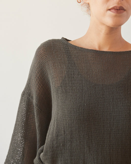 Black Crane Fishnet Top, Shadow