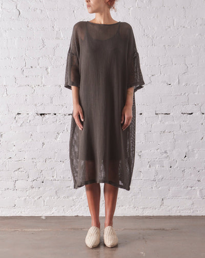 Black Crane Long Tee Dress, Shadow