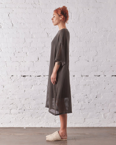 Black Crane Long Tee Dress, Shadow