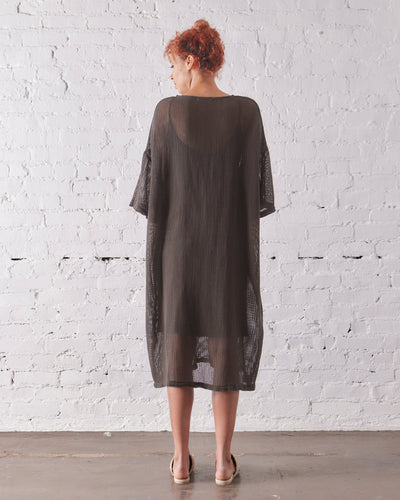 Black Crane Long Tee Dress, Shadow