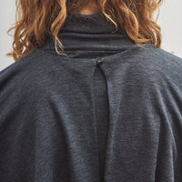 Black Crane Mini Poncho, Dark Grey