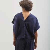 Black Crane Origami Top, Indigo