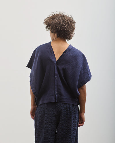 Black Crane Origami Top, Indigo