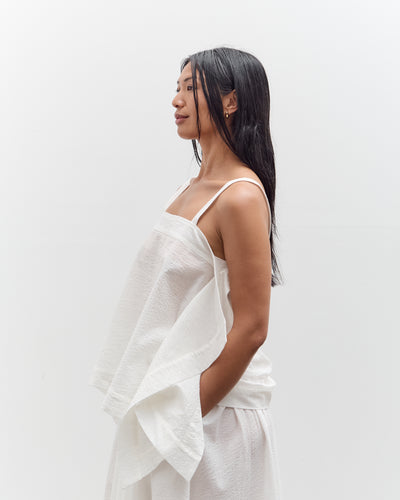 Black Crane Paper Top, White