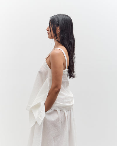 Black Crane Paper Top, White
