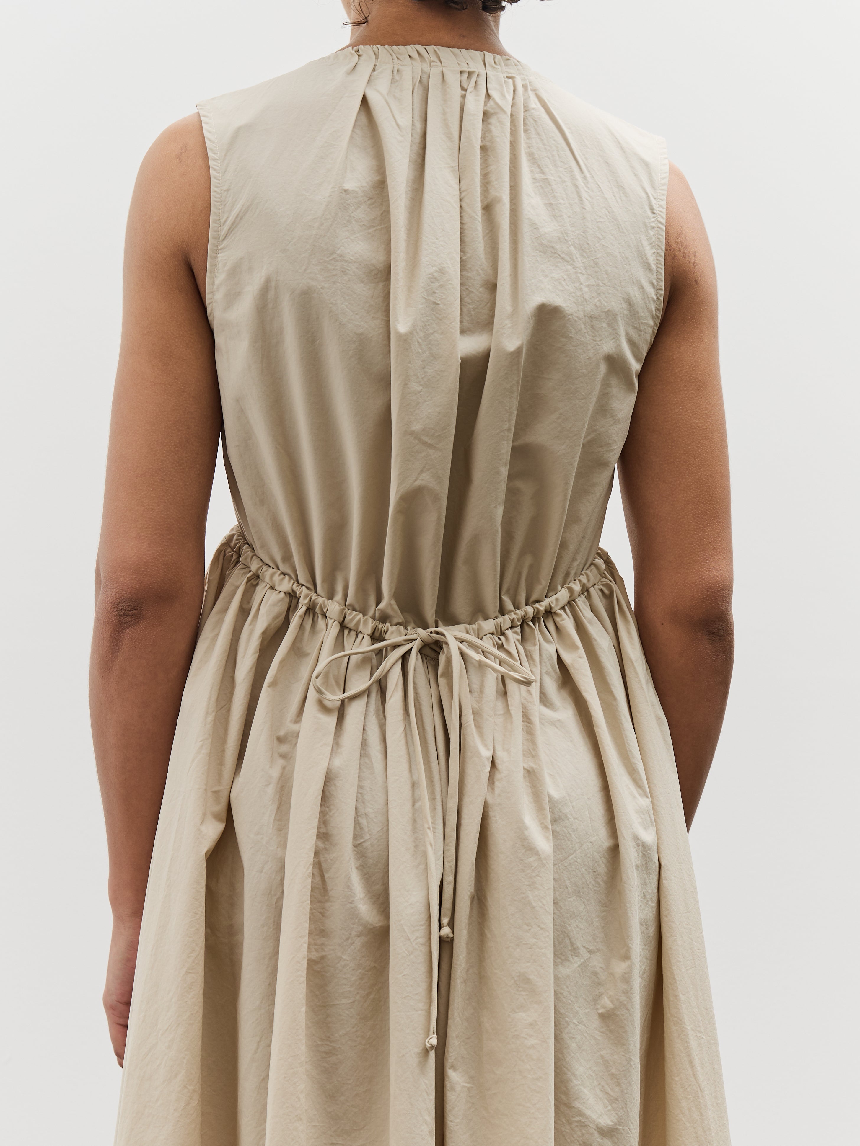 Black Crane Pleated V-Neck Dress, Oyster – Glasswing