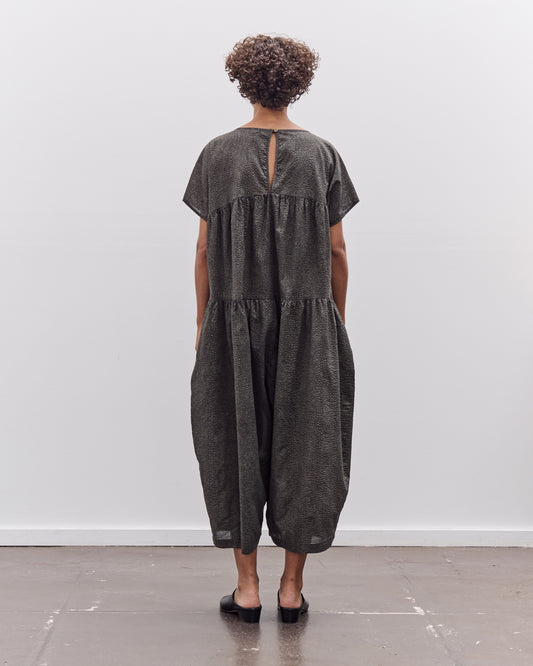 Black Crane Puff Jumpsuit, Steel