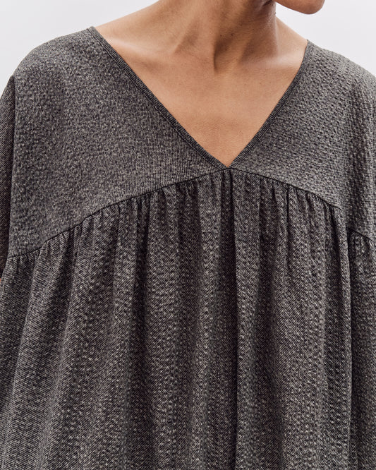 Black Crane Puff Jumpsuit, Steel