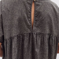 Black Crane Puff Jumpsuit, Steel