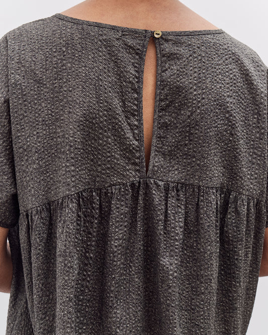 Black Crane Puff Jumpsuit, Steel