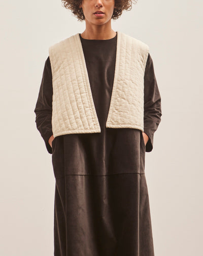 Black Crane Quilted Vest, Ivory