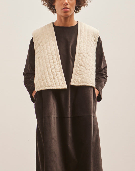 Black Crane Quilted Vest, Ivory