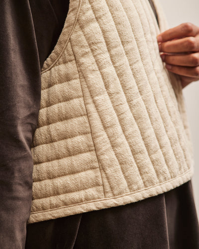 Black Crane Quilted Vest, Ivory