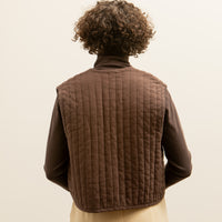 Black Crane Quilted Vest, Plum