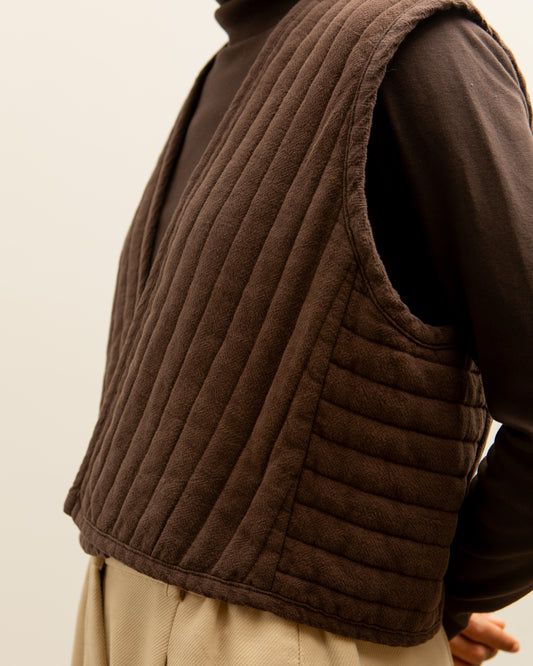 Black Crane Quilted Vest, Plum