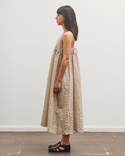Black Crane Ripple Strap Dress, Beige