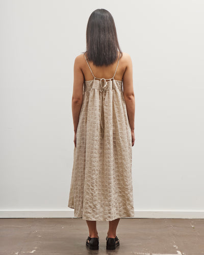 Black Crane Ripple Strap Dress, Beige