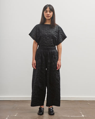 Black Crane Ripple Wide Pants, Black