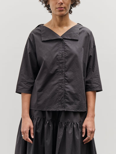Black Crane Sailor Collar Top, Black