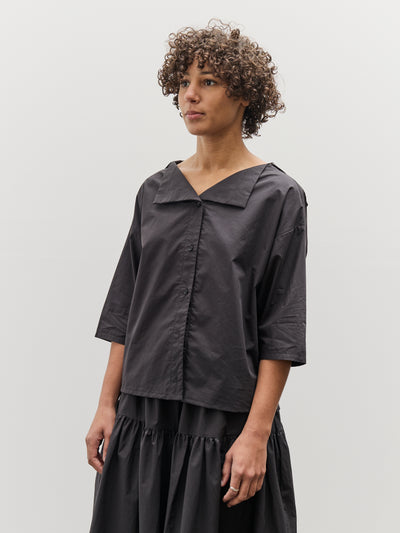 Black Crane Sailor Collar Top, Black