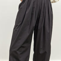 Black Crane Straight Draped Pants, Black