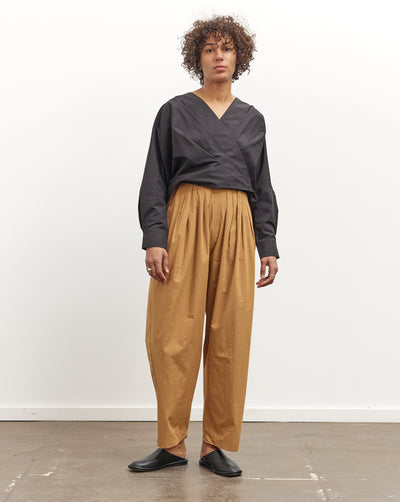 Black Crane Straight Draped Pants, Camel