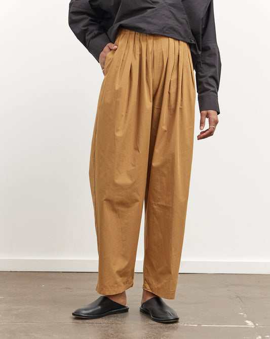 Black Crane Straight Draped Pants, Camel