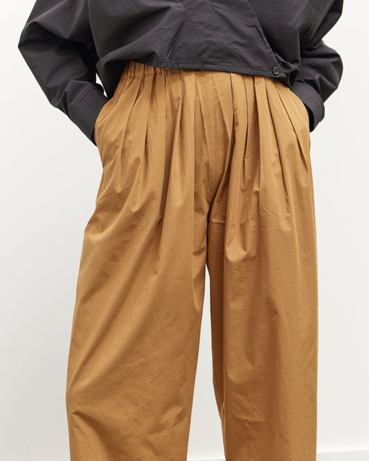 Black Crane Straight Draped Pants, Camel