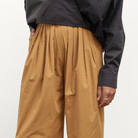 Black Crane Straight Draped Pants, Camel