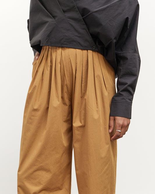 Black Crane Straight Draped Pants, Camel