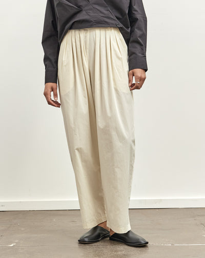 Black Crane Straight Draped Pants, Cream