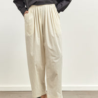 Black Crane Straight Draped Pants, Cream