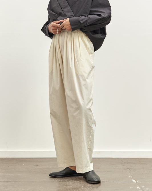 Black Crane Straight Draped Pants, Cream