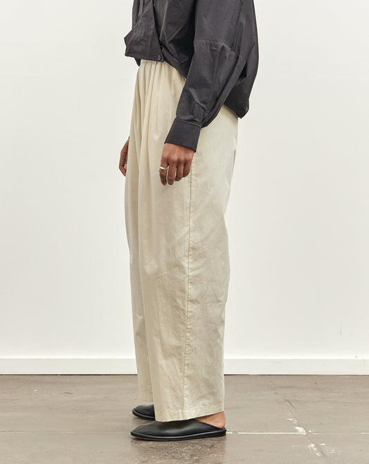 Black Crane Straight Draped Pants, Cream