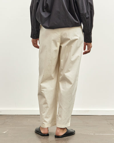 Black Crane Straight Draped Pants, Cream