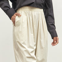 Black Crane Straight Draped Pants, Cream