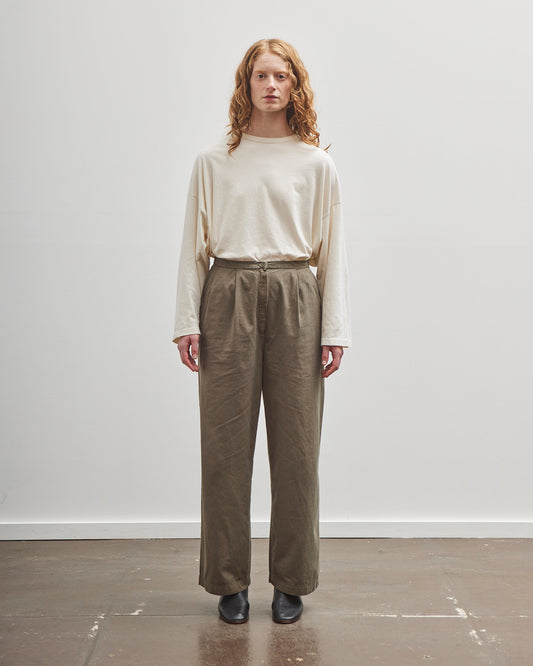 Black Crane Straight Trousers, Dark Olive