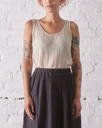 Black Crane Tank Top, Natural