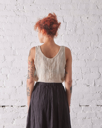 Black Crane Tank Top, Natural