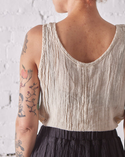 Black Crane Tank Top, Natural
