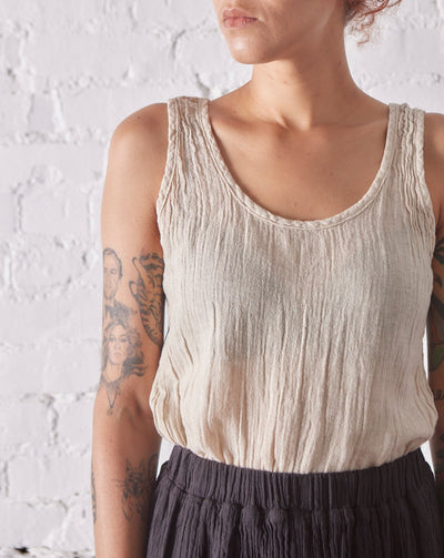 Black Crane Tank Top, Natural