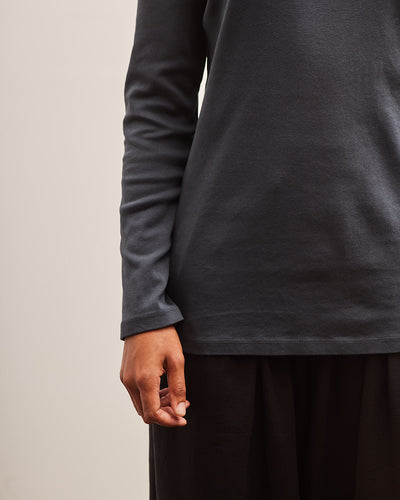 Black Crane Turtleneck Top, Dark Navy