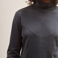 Black Crane Turtleneck Top, Dark Navy