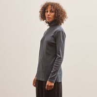 Black Crane Turtleneck Top, Dark Navy