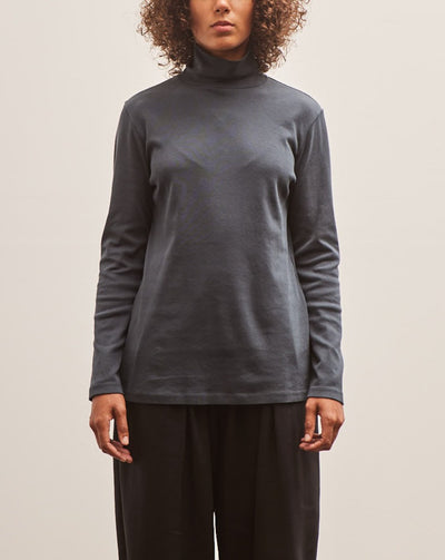 Black Crane Turtleneck Top, Dark Navy