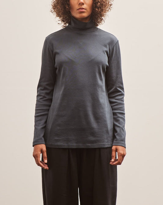 Black Crane Turtleneck Top, Dark Navy