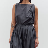 Black Crane Twisted Tank Top, Faded Black