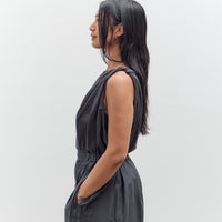 Black Crane Twisted Tank Top, Faded Black