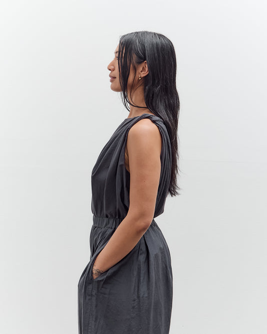 Black Crane Twisted Tank Top, Faded Black