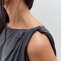Black Crane Twisted Tank Top, Faded Black